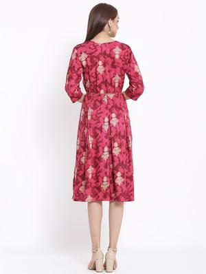 printed flared ethnic dress - 17557552 - Standard Image - 3