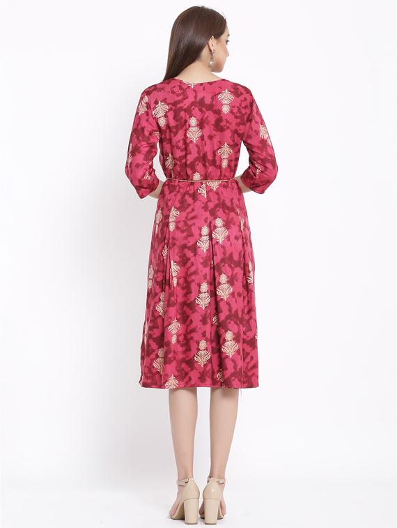 printed flared ethnic dress - 17557552 - Zoom Image - 3