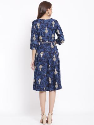 printed flared ethnic dress - 17557553 - Standard Image - 3
