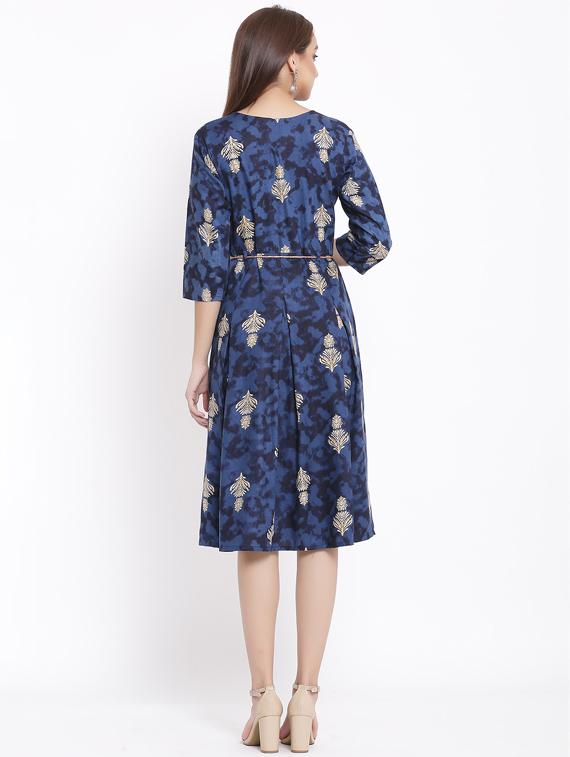printed flared ethnic dress - 17557553 - Zoom Image - 3