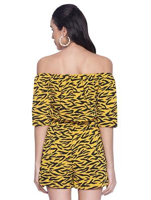 off shoulder printed romper - 17557558 - Standard Image - 3