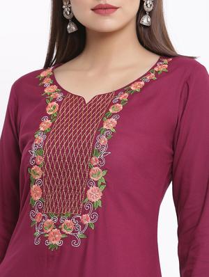 burgundy rayon kurta pant set - 17557572 - Standard Image - 4