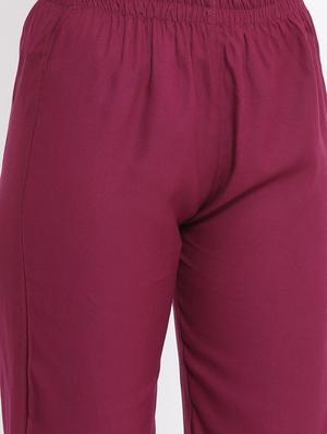 burgundy rayon kurta pant set - 17557572 - Standard Image - 5