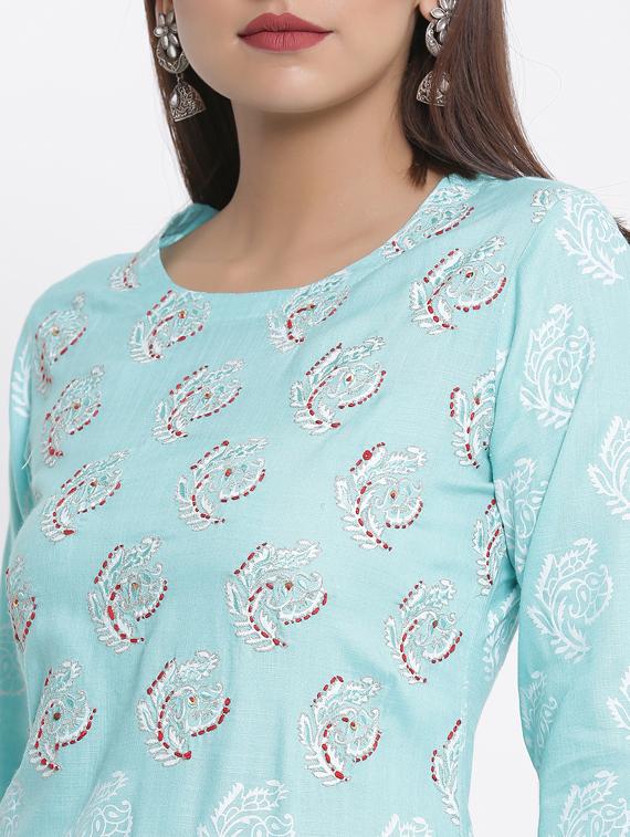 printed kurta sharara set - 17557573 - Zoom Image - 4