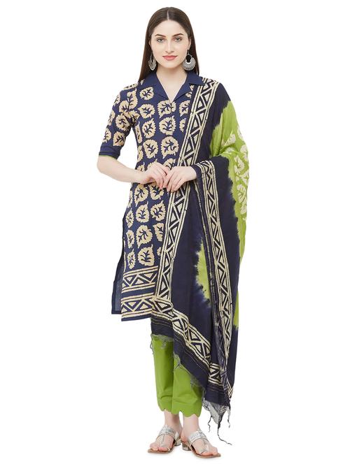 batik print unstitched suit - 17557587 - Standard Image - 1