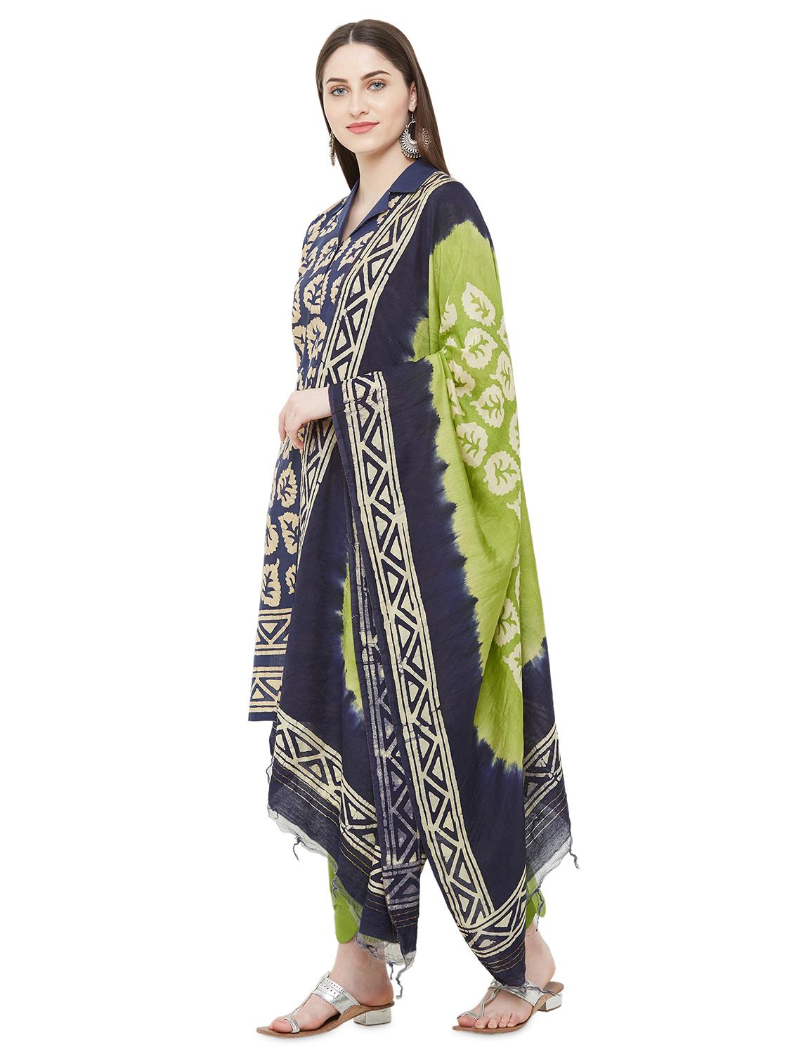 batik print unstitched suit - 17557587 - Zoom Image - 2
