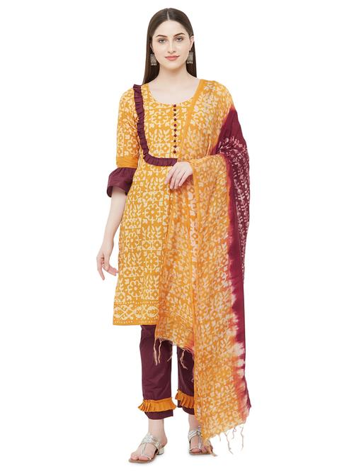 batik print unstitched suit - 17557589 - Standard Image - 1