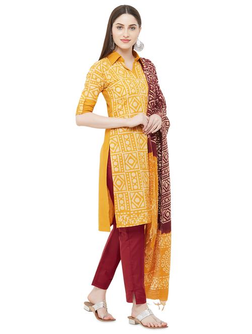batik print unstitched suit - 17557593 - Standard Image - 1