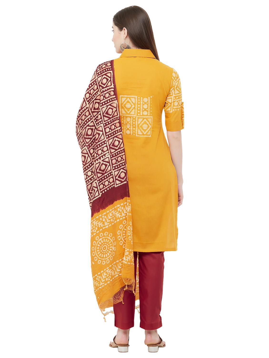 batik print unstitched suit - 17557593 - Zoom Image - 3