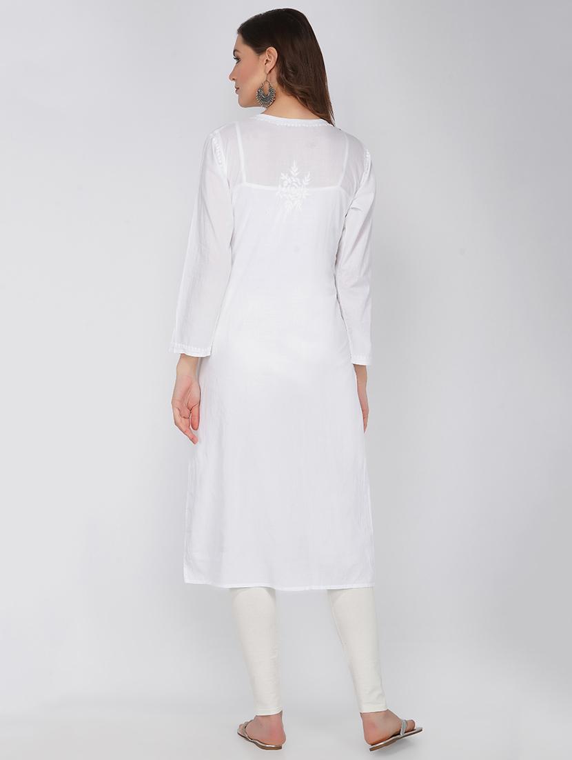 chikankari straight kurta - 17557615 - Zoom Image - 3
