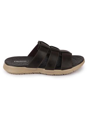 brown pu slip on slippers - 17557635 - Standard Image - 3