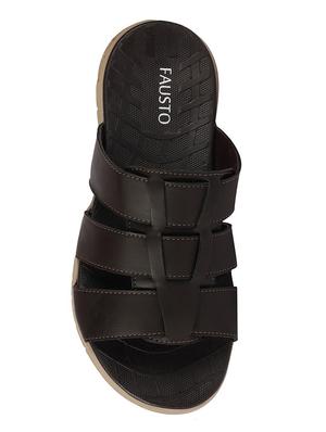 brown pu slip on slippers - 17557635 - Standard Image - 4