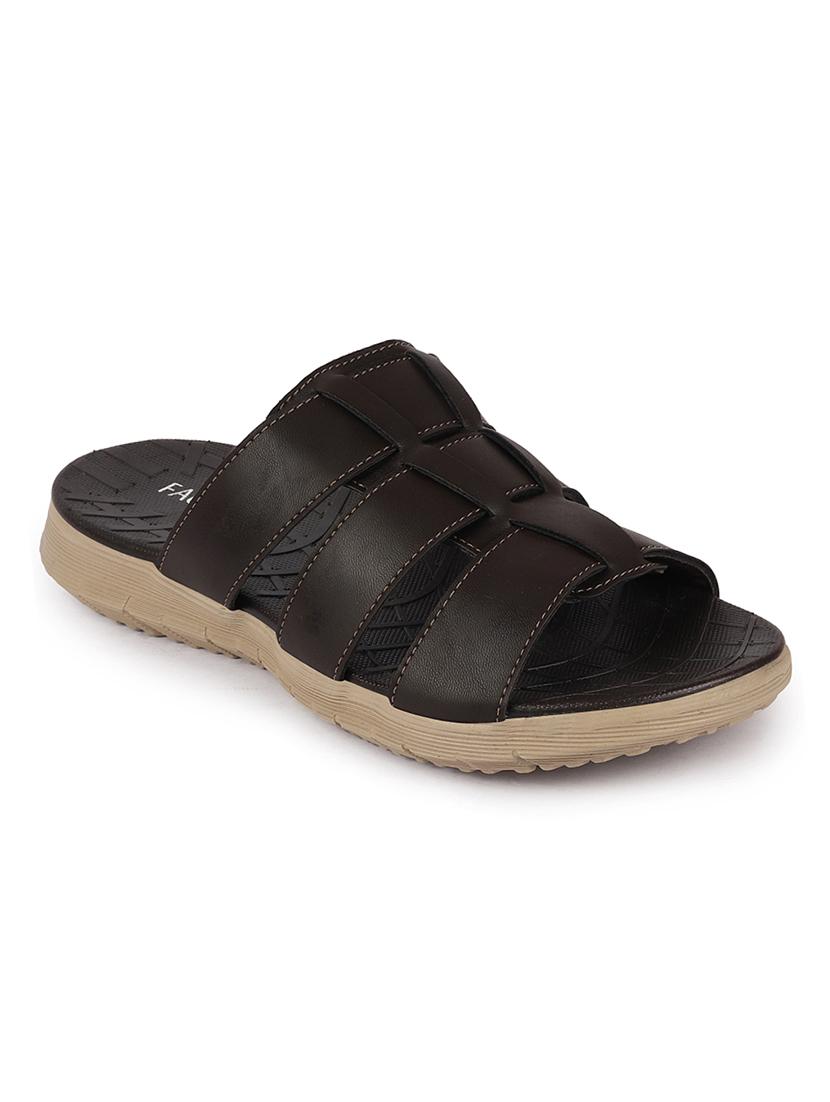 brown pu slip on slippers - 17557635 - Zoom Image - 1