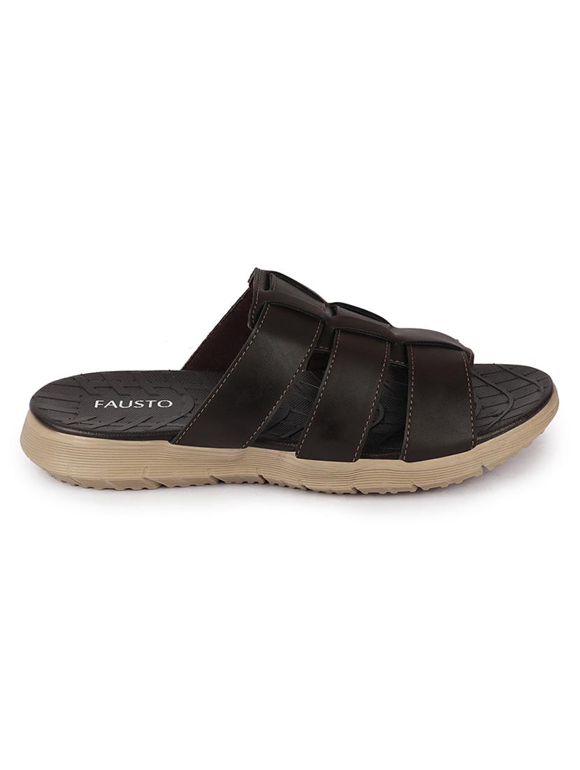 brown pu slip on slippers - 17557635 - Zoom Image - 3