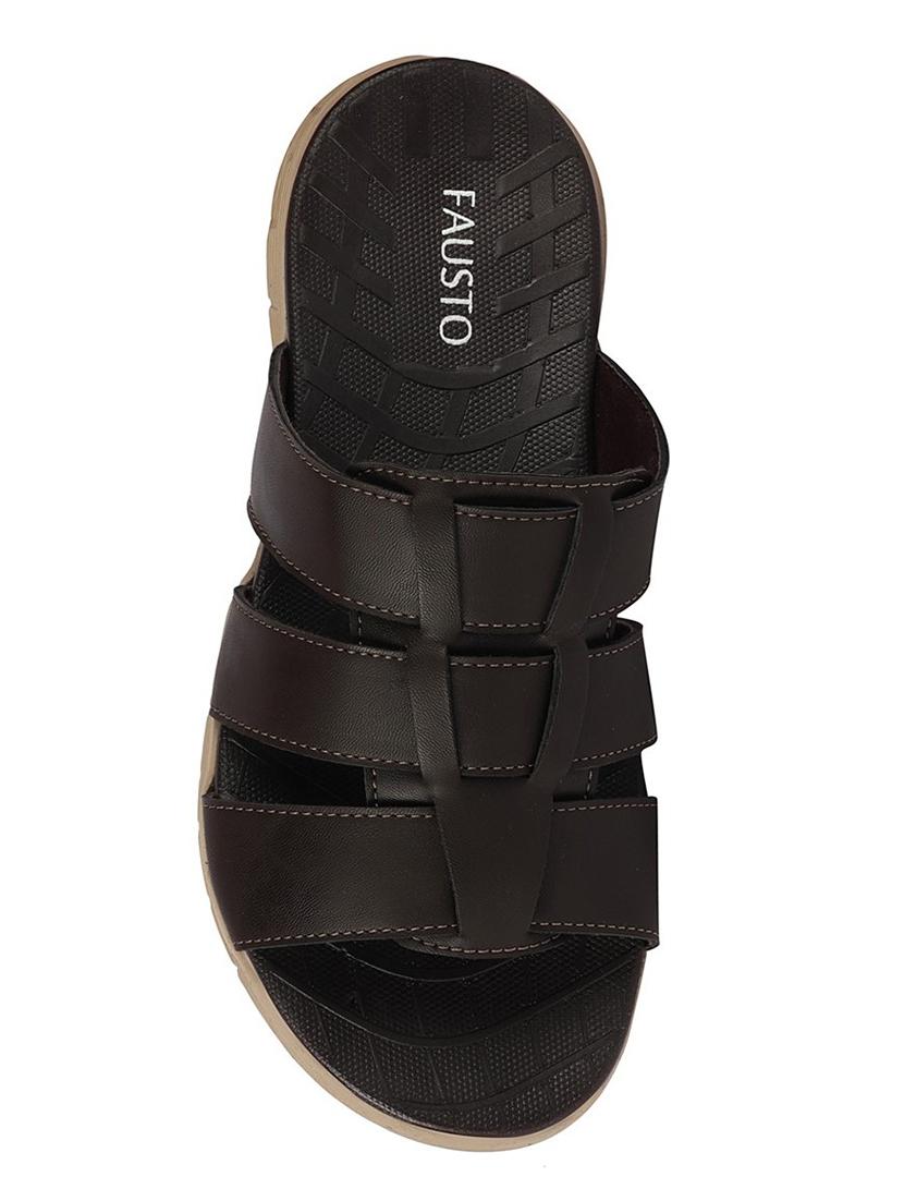 brown pu slip on slippers - 17557635 - Zoom Image - 4