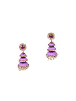 purple cotton blend jhumka earring - 17557662 - Standard Image - 2
