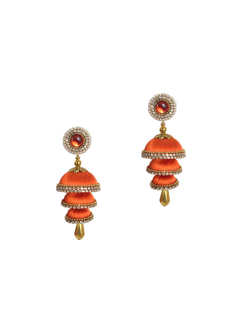 orange cotton blend jhumka earring - 17557668 - Zoom Image - 2