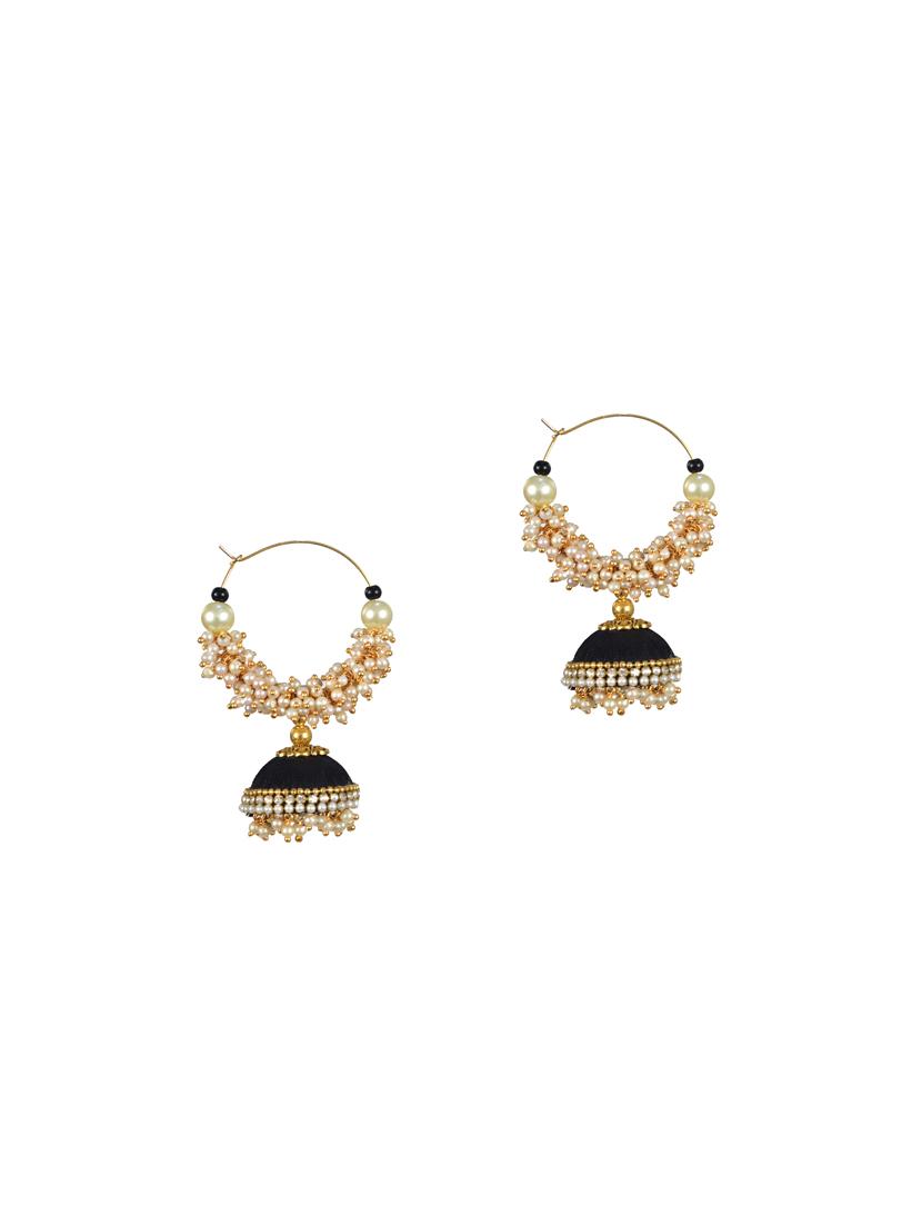 black cotton blend jhumka earring - 17557677 - Zoom Image - 2