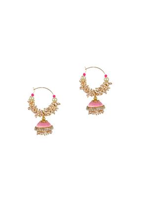 pink cotton blend jhumka earring - 17557680 - Standard Image - 2