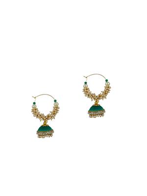 green cotton blend jhumka earring - 17557681 - Standard Image - 2