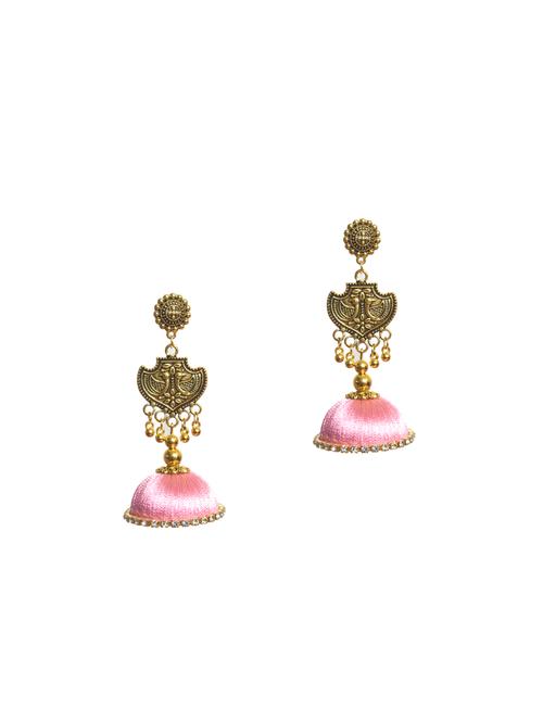 pink cotton blend jhumka earring - 17557684 - Standard Image - 1