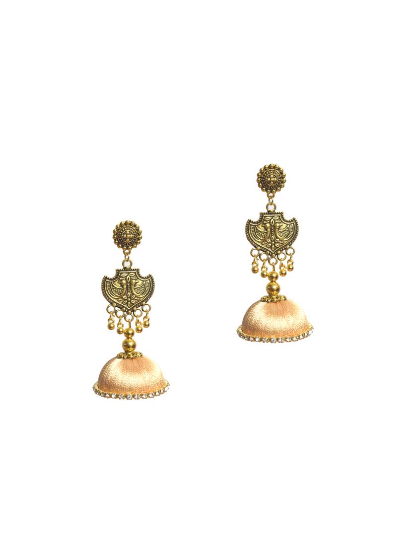 gold cotton blend jhumka earring - 17557687 - Zoom Image - 1