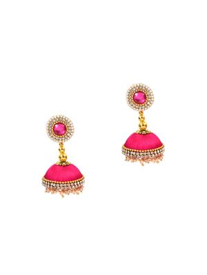 pink cotton blend jhumka earring - 17557691 - Standard Image - 2