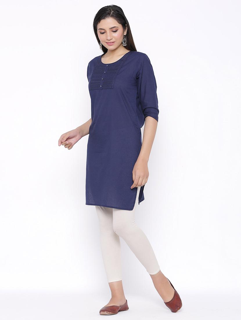 tonal embroidered straight kurta - 17557715 - Zoom Image - 2