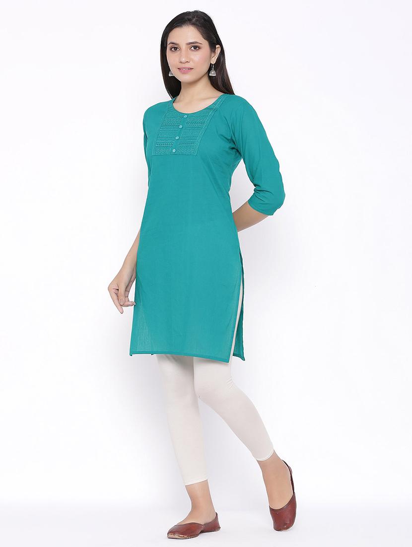 tonal embroidered straight kurta - 17557719 - Zoom Image - 2