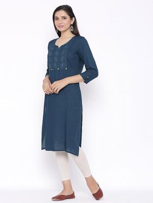 tonal embroidered straight kurta - 17557722 - Standard Image - 2