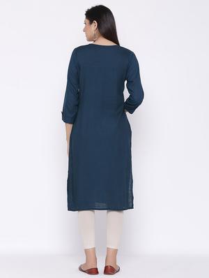 tonal embroidered straight kurta - 17557722 - Standard Image - 3