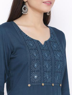 tonal embroidered straight kurta - 17557722 - Standard Image - 4