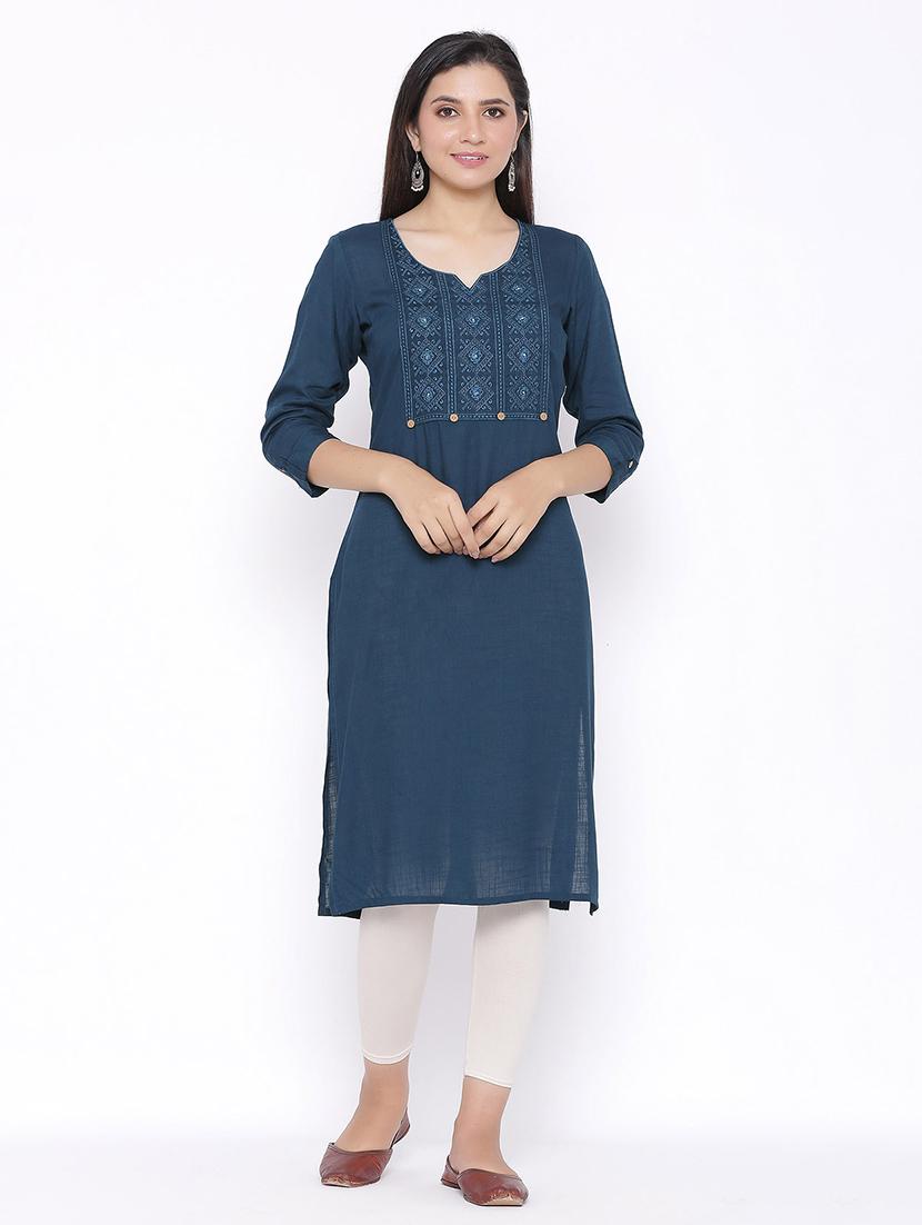 tonal embroidered straight kurta - 17557722 - Zoom Image - 1