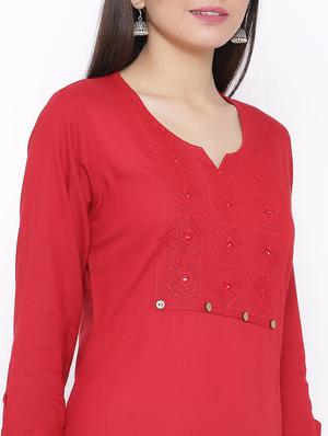 tonal embroidered straight kurta - 17557723 - Standard Image - 4