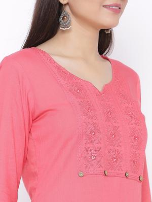 tonal embroidered straight kurta - 17557726 - Standard Image - 4