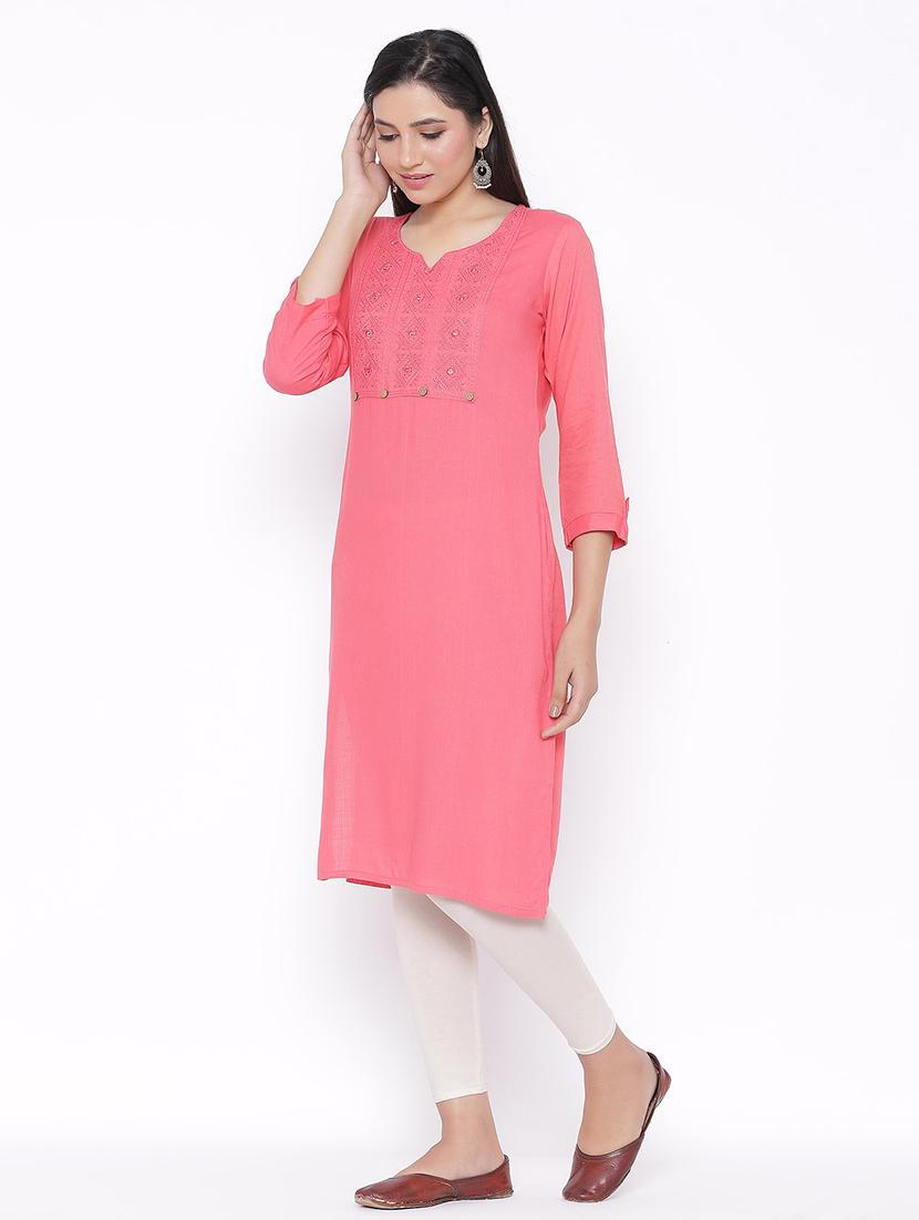 tonal embroidered straight kurta - 17557726 - Zoom Image - 2