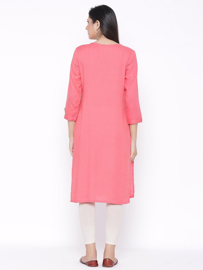 tonal embroidered straight kurta - 17557726 - Zoom Image - 3