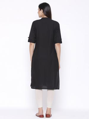solid straight kurta - 17557730 - Standard Image - 3