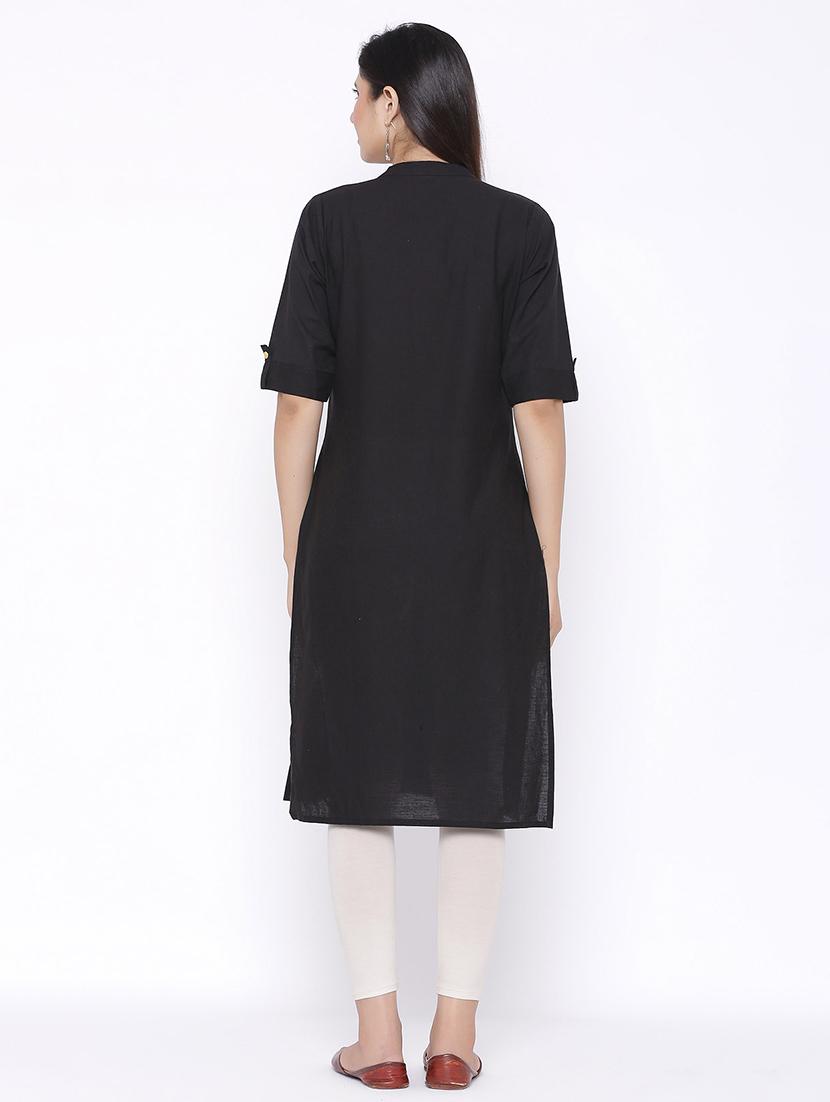 solid straight kurta - 17557730 - Zoom Image - 3