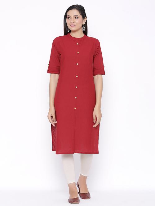 solid straight kurta - 17557732 - Standard Image - 1