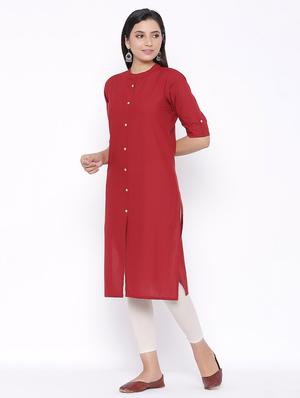 solid straight kurta - 17557732 - Standard Image - 2