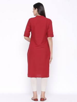 solid straight kurta - 17557732 - Standard Image - 3
