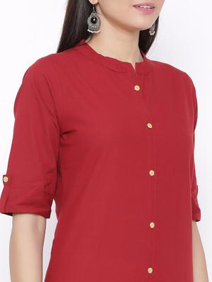 solid straight kurta - 17557732 - Standard Image - 4