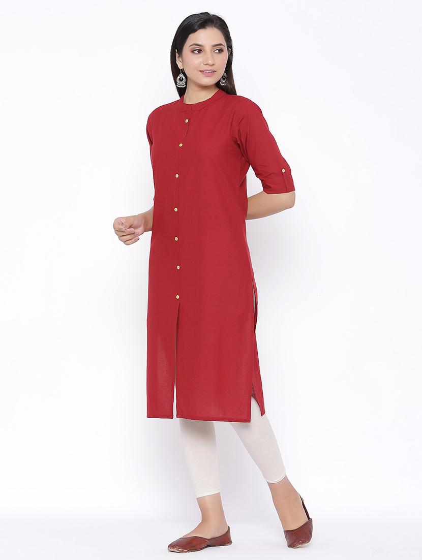 solid straight kurta - 17557732 - Zoom Image - 2