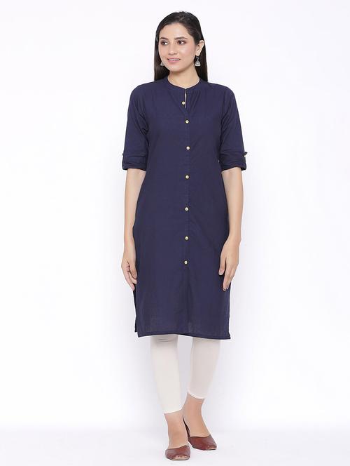 solid straight kurta - 17557734 - Standard Image - 1