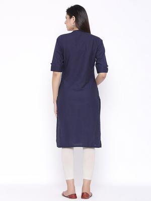solid straight kurta - 17557734 - Standard Image - 3