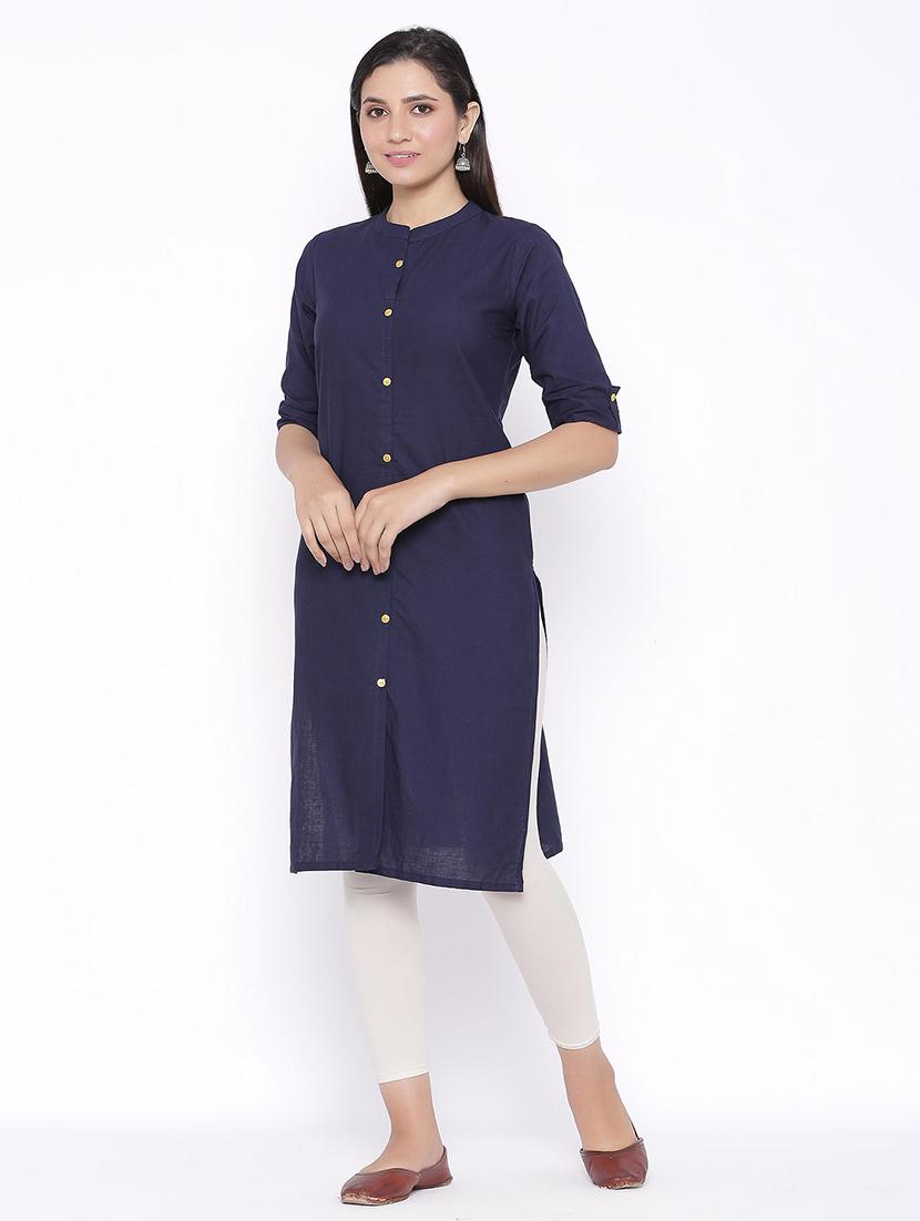solid straight kurta - 17557734 - Zoom Image - 2