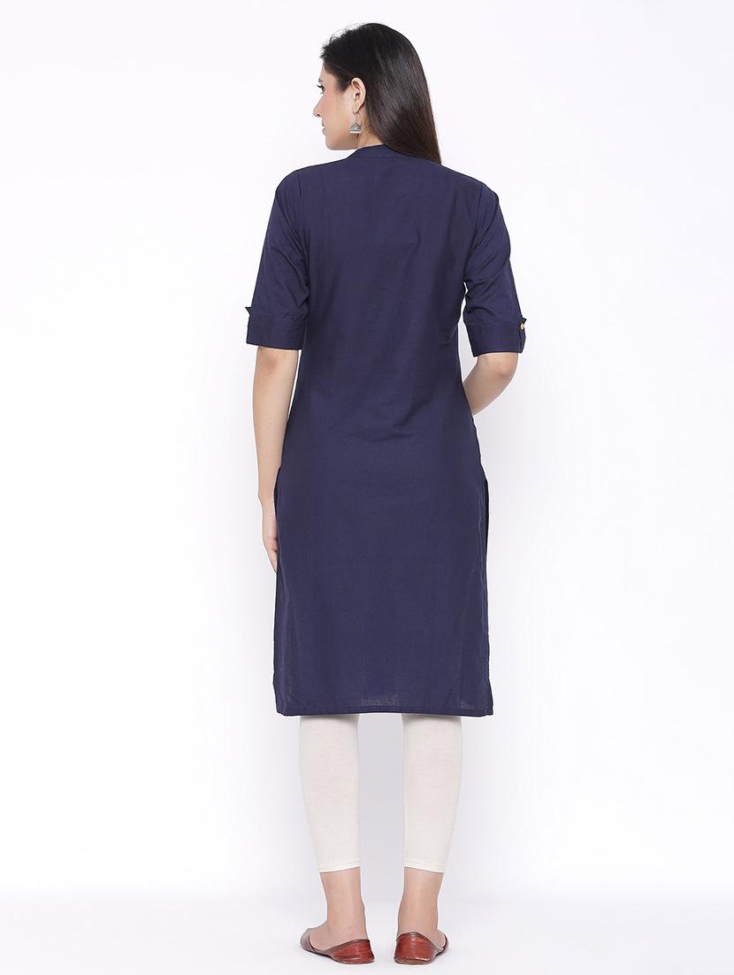 solid straight kurta - 17557734 - Zoom Image - 3