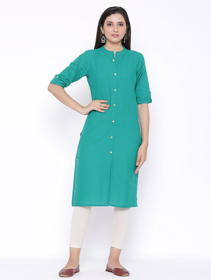 solid straight kurta - 17557735 - Zoom Image - 1