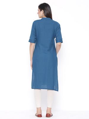 solid straight kurta - 17557736 - Standard Image - 3